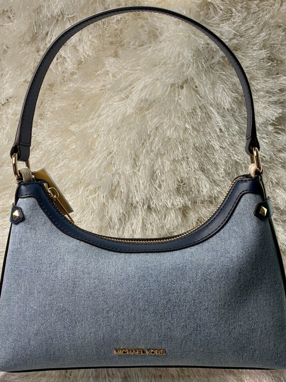 Michael Kors Maeve MD Pouchette in Demin & Leather (Brand New)